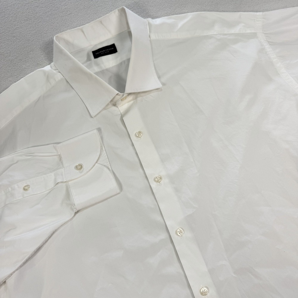 Proper Cloth Dress Shirt‎ Men's 3XL Solid White 20/36 Long Sleeve Button Up